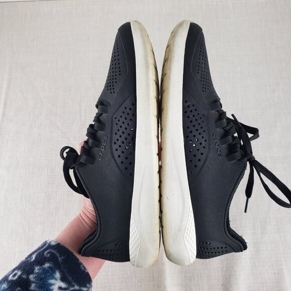 Crocs LiteRide Pacer Lace-Up Sneakers Black Perforated Mesh Womens Size 10 - Picture 8 of 11